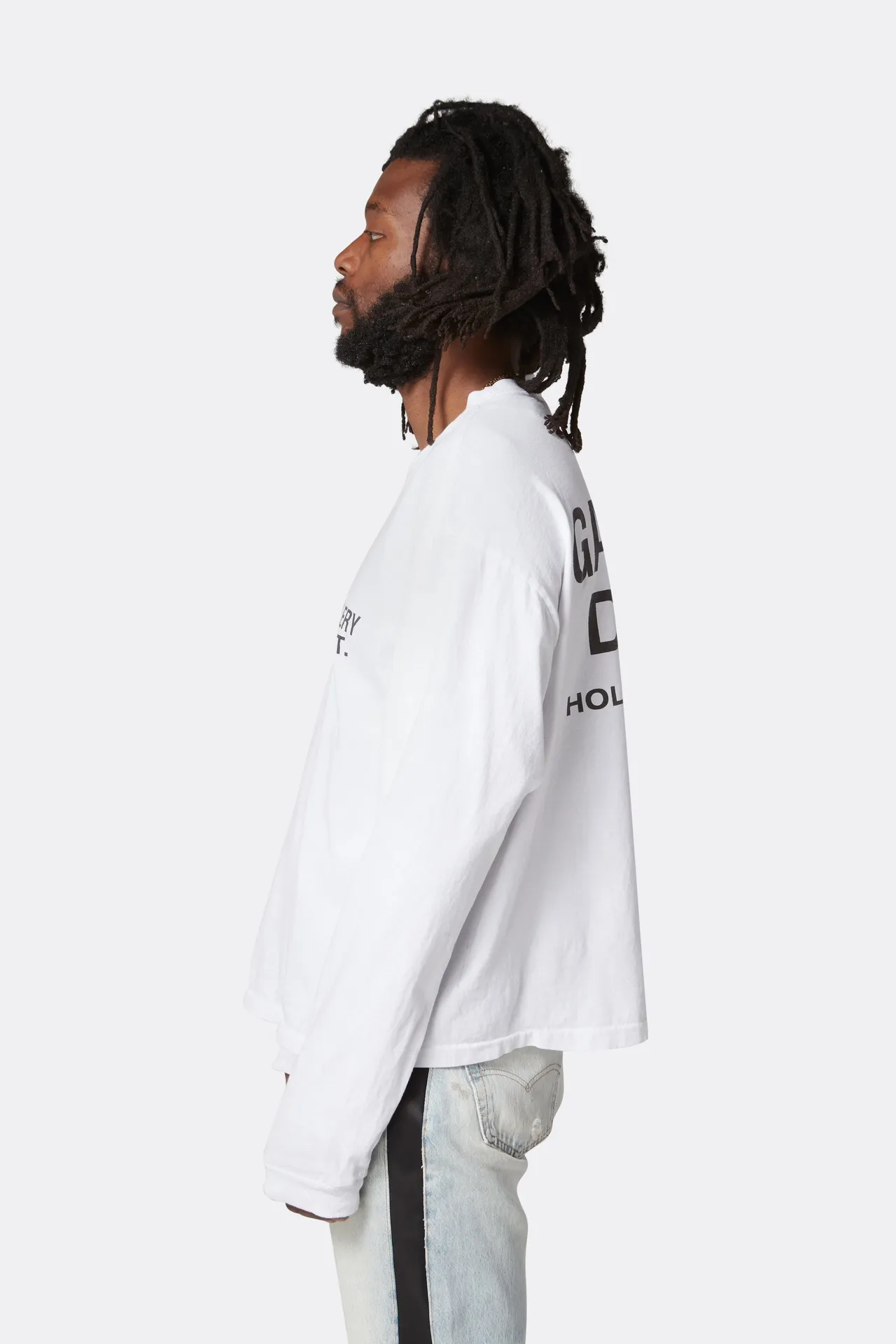 GALLERY DEPT. SOUVENIR L/S TEE English LOGO Basic Long Sleeve White S-XL Genuine Uniform Cylindrical No Side Seam Linen Cotton Fabric Garment Wash Preshrunk Correct Fit Correct Accessories